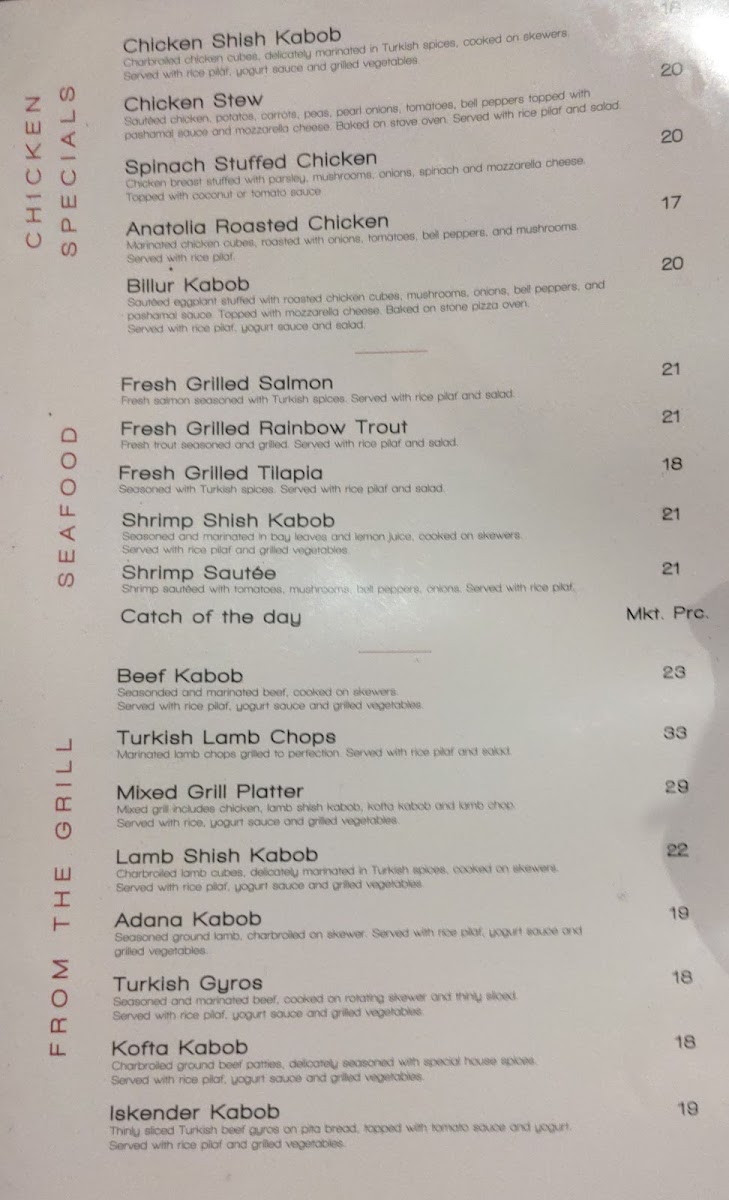 Anatolia Turkish Restaurant Menu - Image 2