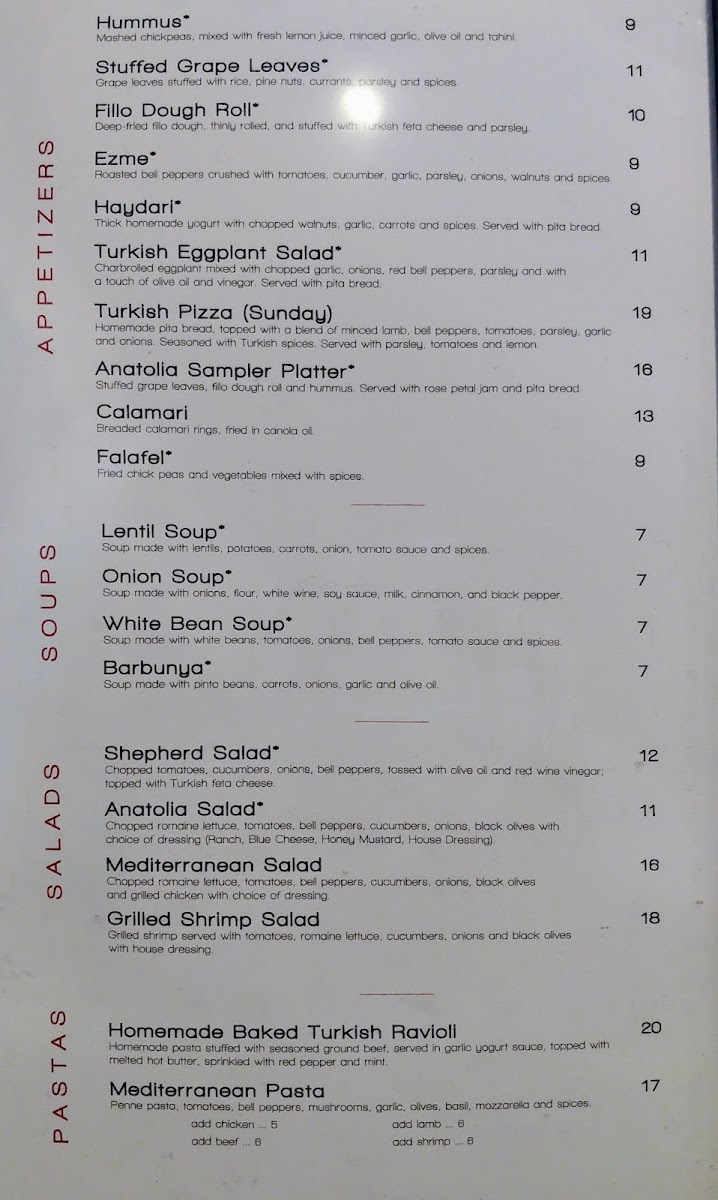 Anatolia Turkish Restaurant Menu - Image 6